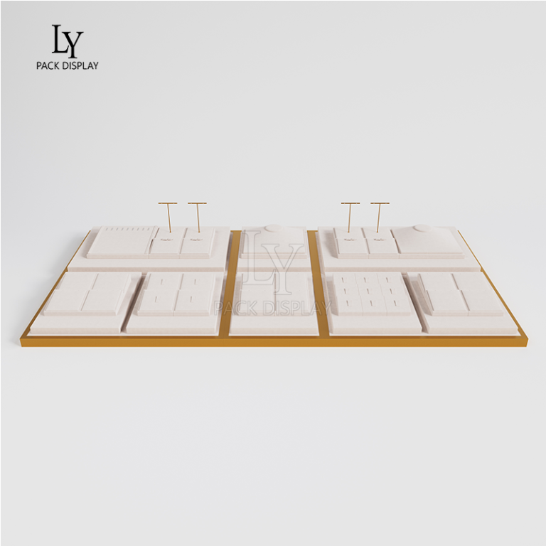 Luxury Jewelry Counter Display Tray – Custom Retail Showcase Design for Rings, Earrings and Fine Jewelry Collections 16 展示套台 30